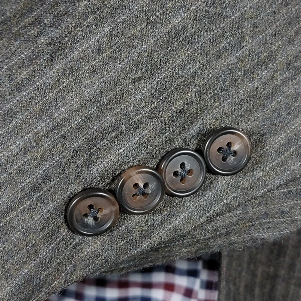 VTG Calvin Klein Mens Flannel Sport Coat Blazer Two Button Brown Striped Wool XL